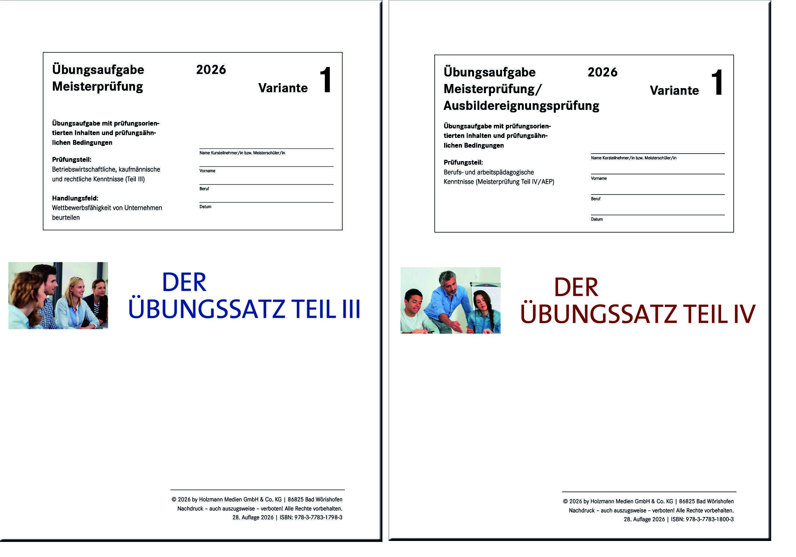 Das Übungspaket Teile III + IV - Variante 1