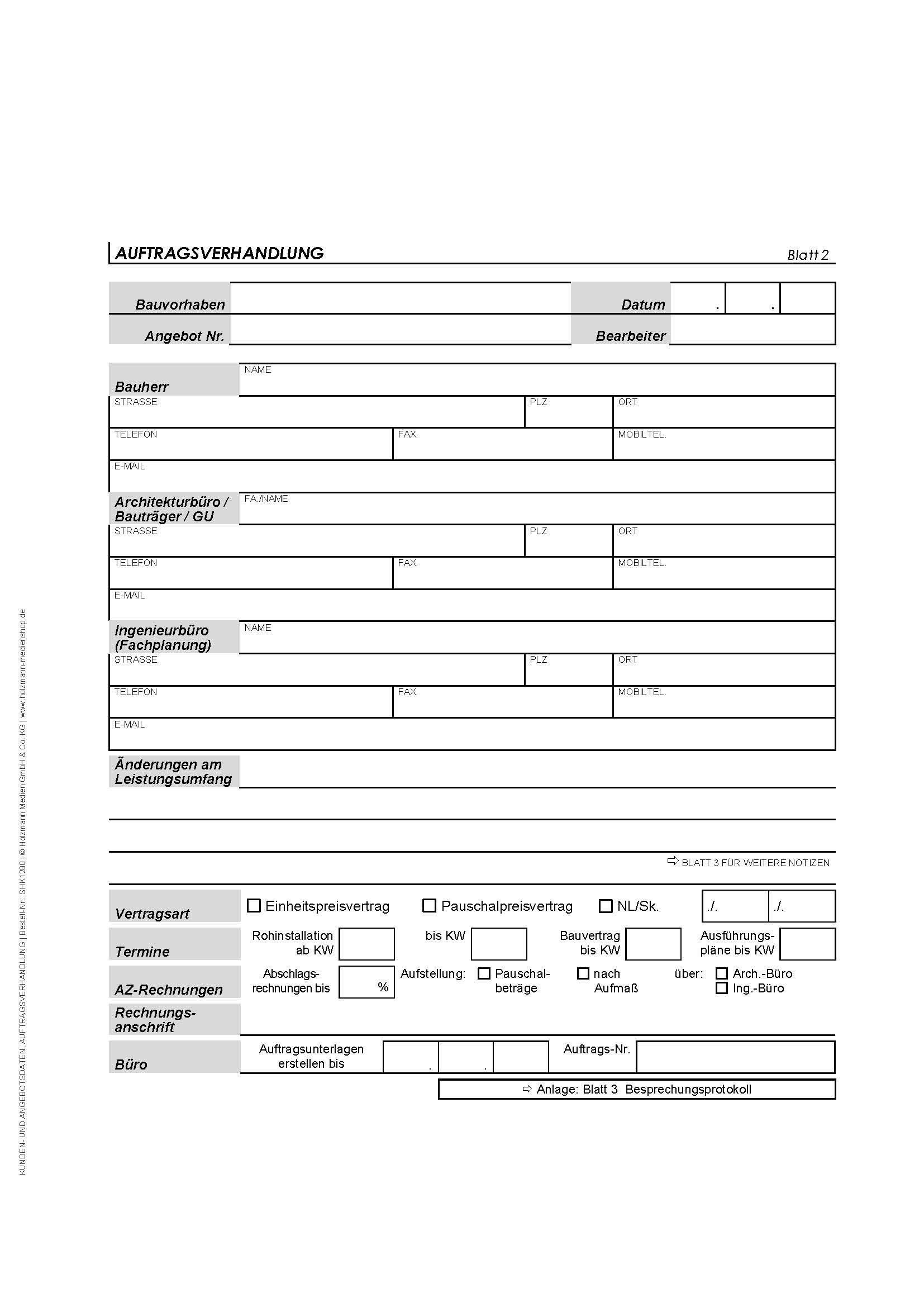 Kunden- und Angebotsdaten, Auftragsverhandlung