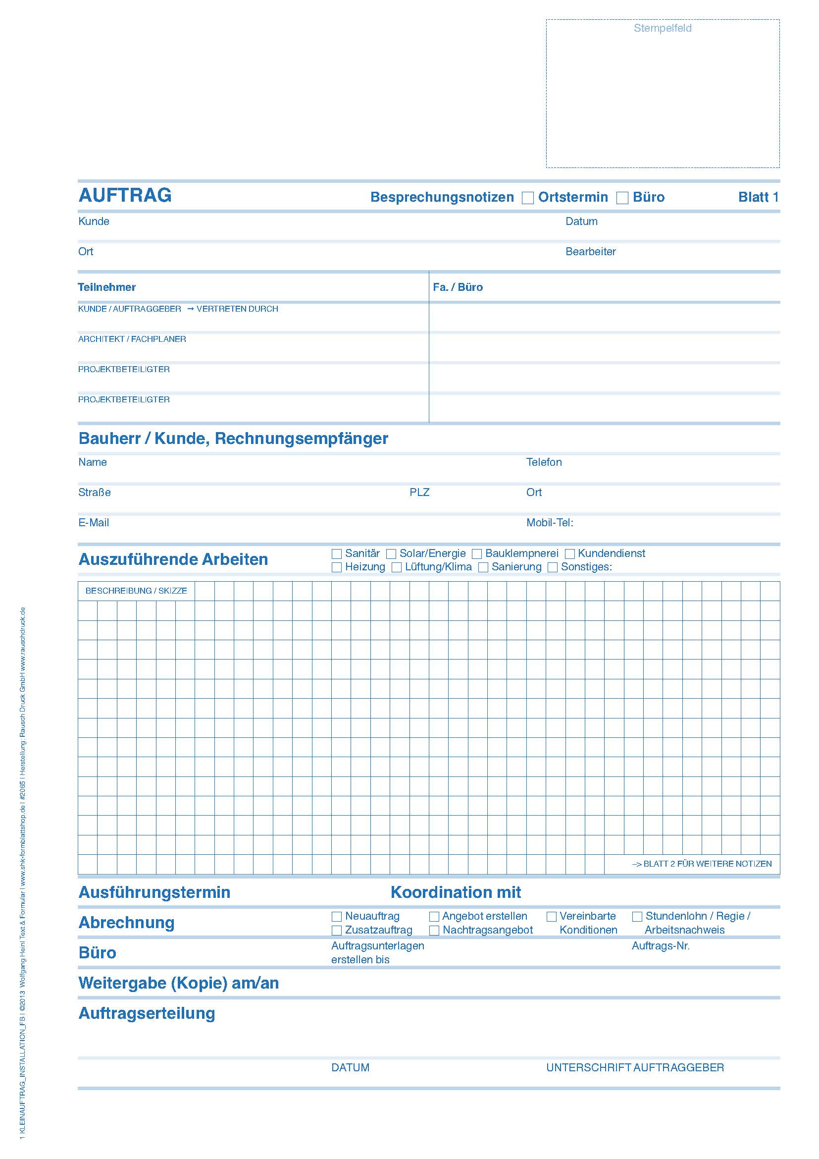 Die Formularmappe für SHK-Profis