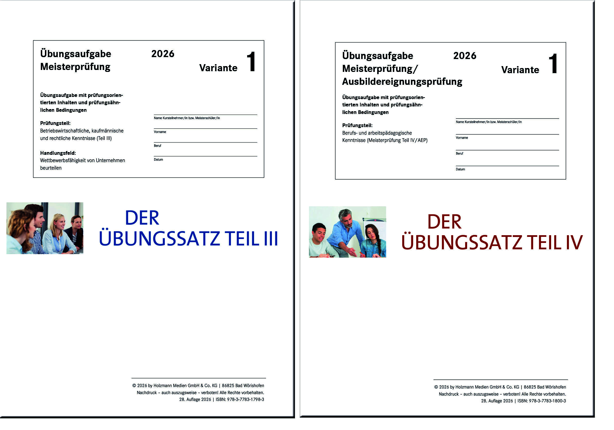 Das Übungspaket Teile III + IV - Variante 1