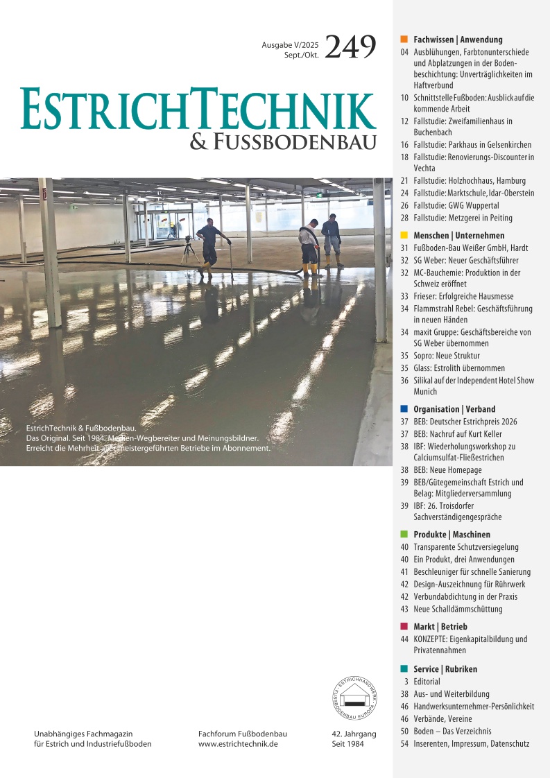 Zeitschrift - cover EstrichTechnik - Ausgabe 5/2025