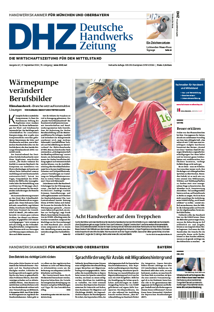 Cover Deutsche Handwerks Zeitung 18 2024