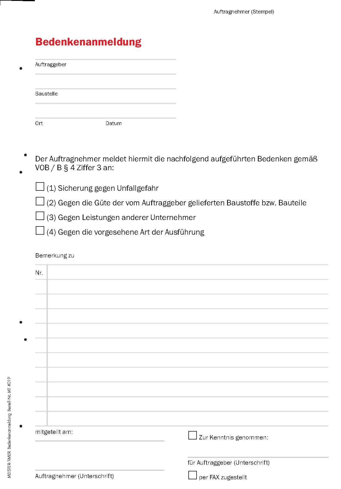 Formular-Set  "Bau/Ausbau"