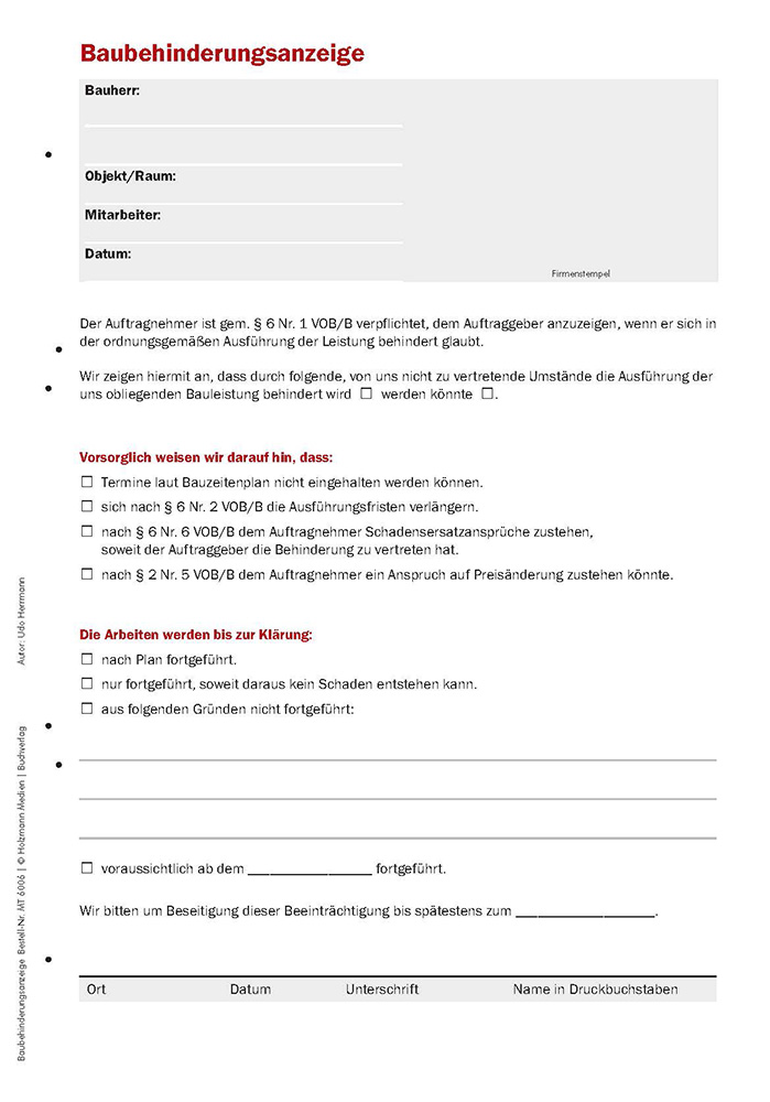 Formular-Set  "Bau/Ausbau"