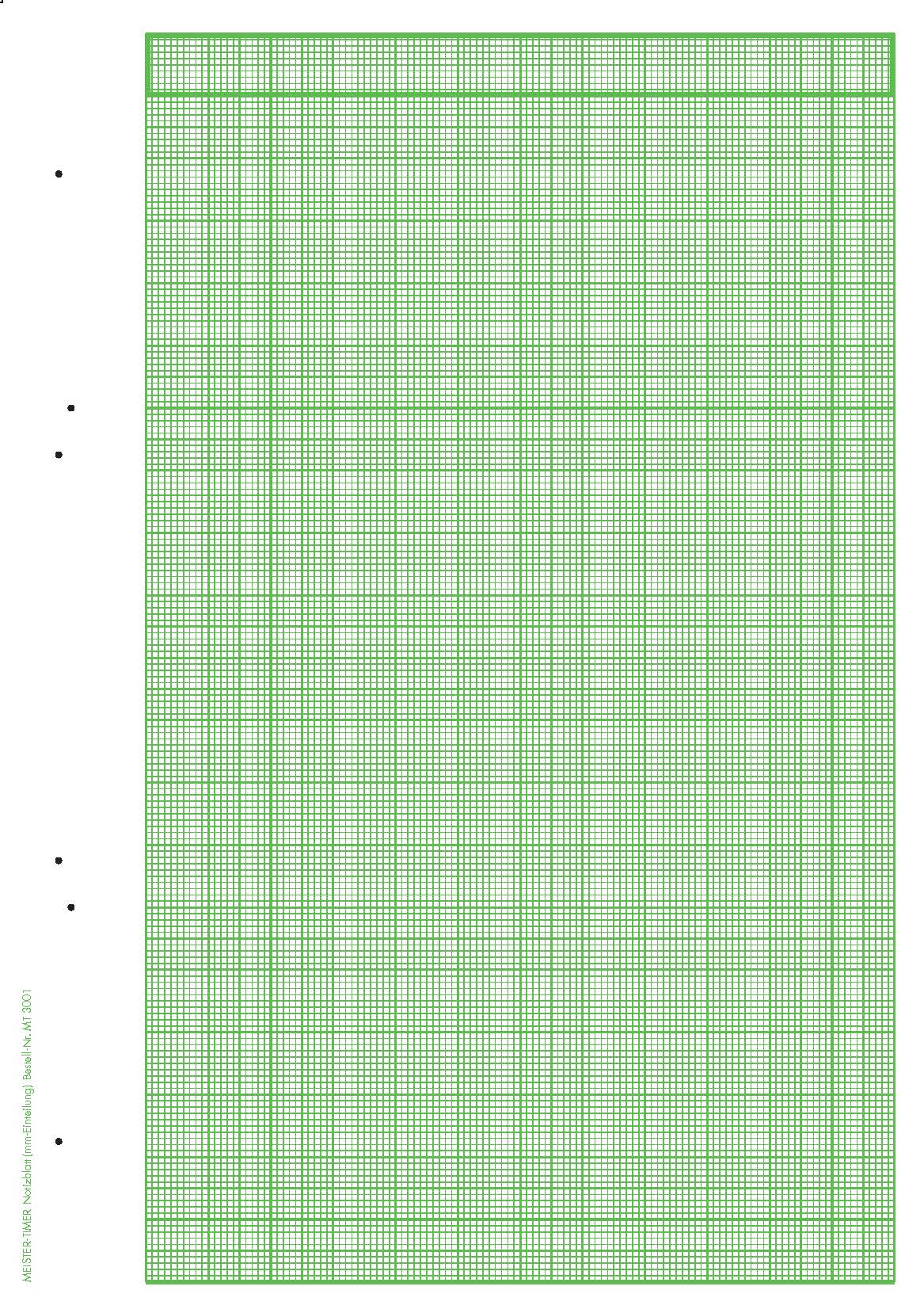 Notizblätter mit grünem Millimeterdruck